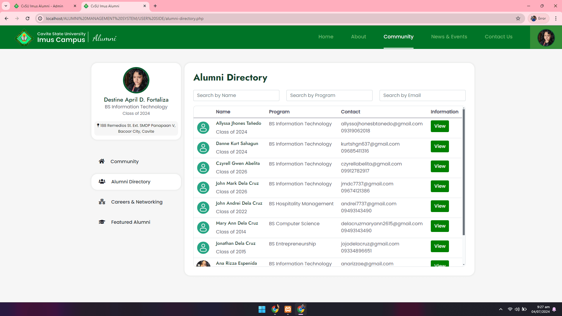CvSU Imus Alumni Management System - image 14