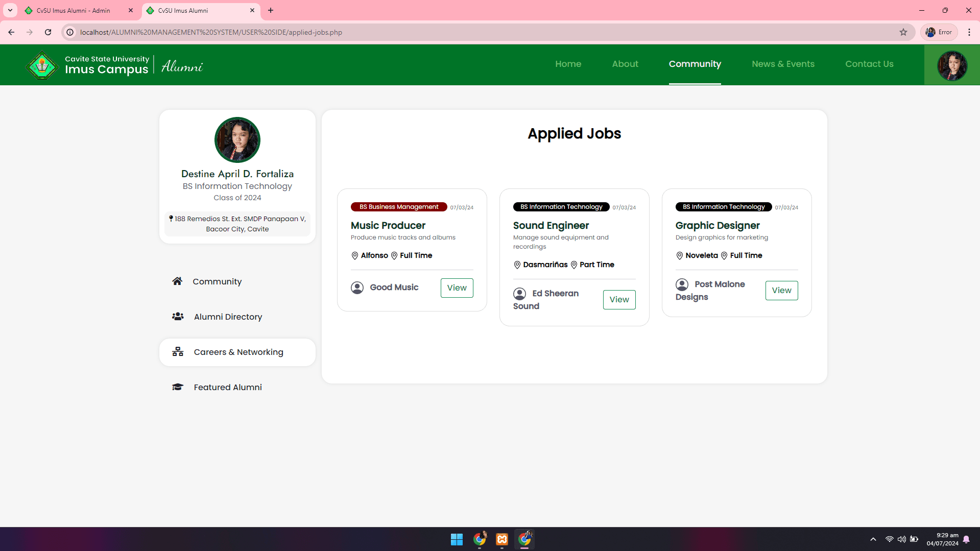 CvSU Imus Alumni Management System - image 22